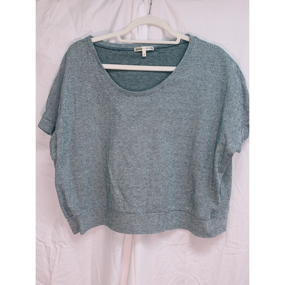 Gray Short Sleeve Sweater Blouse